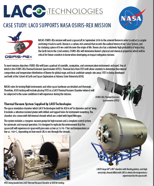 熱真空系統(tǒng)在NASA的應(yīng)用  LACO Thermal Vacuum Systems - ASU OSIRIS-REx NASA Mission Customer Case Study1.png